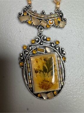 Handcrafted Yellow Floral Pendant Necklace - Women Jewelry